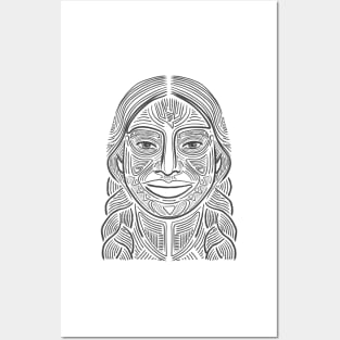 Indigenous woman hand drawn illustration Posters and Art